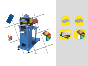 Macchina / unità pneumatica semiautomatica per produrre mazzette colori di diverse tipologie e grandezze a partire da nastro verniciato. Con avanzatore