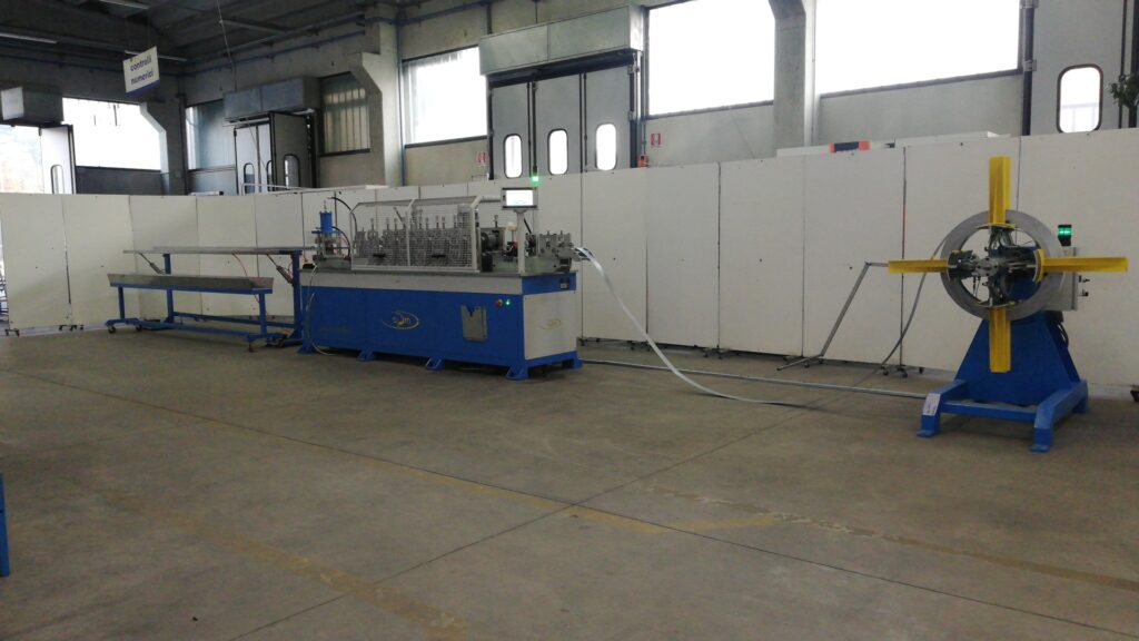 Compact and fast the roll forming machine can produce U and OMEGA profiles in about 25 meters per minute